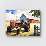 Farm Watercolor Tractor Blue Sky 2 Wall Art