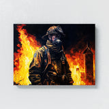 Firefighter Burning Building 5 Wall Art