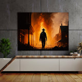 Firefighter Burning Illuminating 1 Wall Art