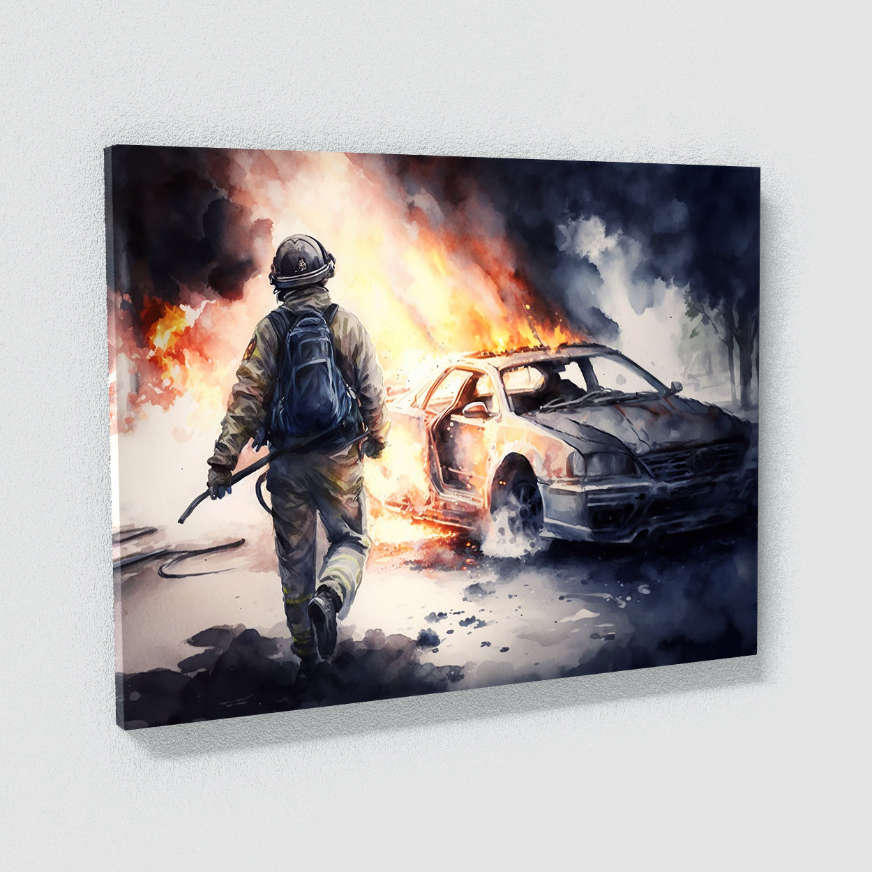 Firefighter Car Watercolor 8 Wall Art