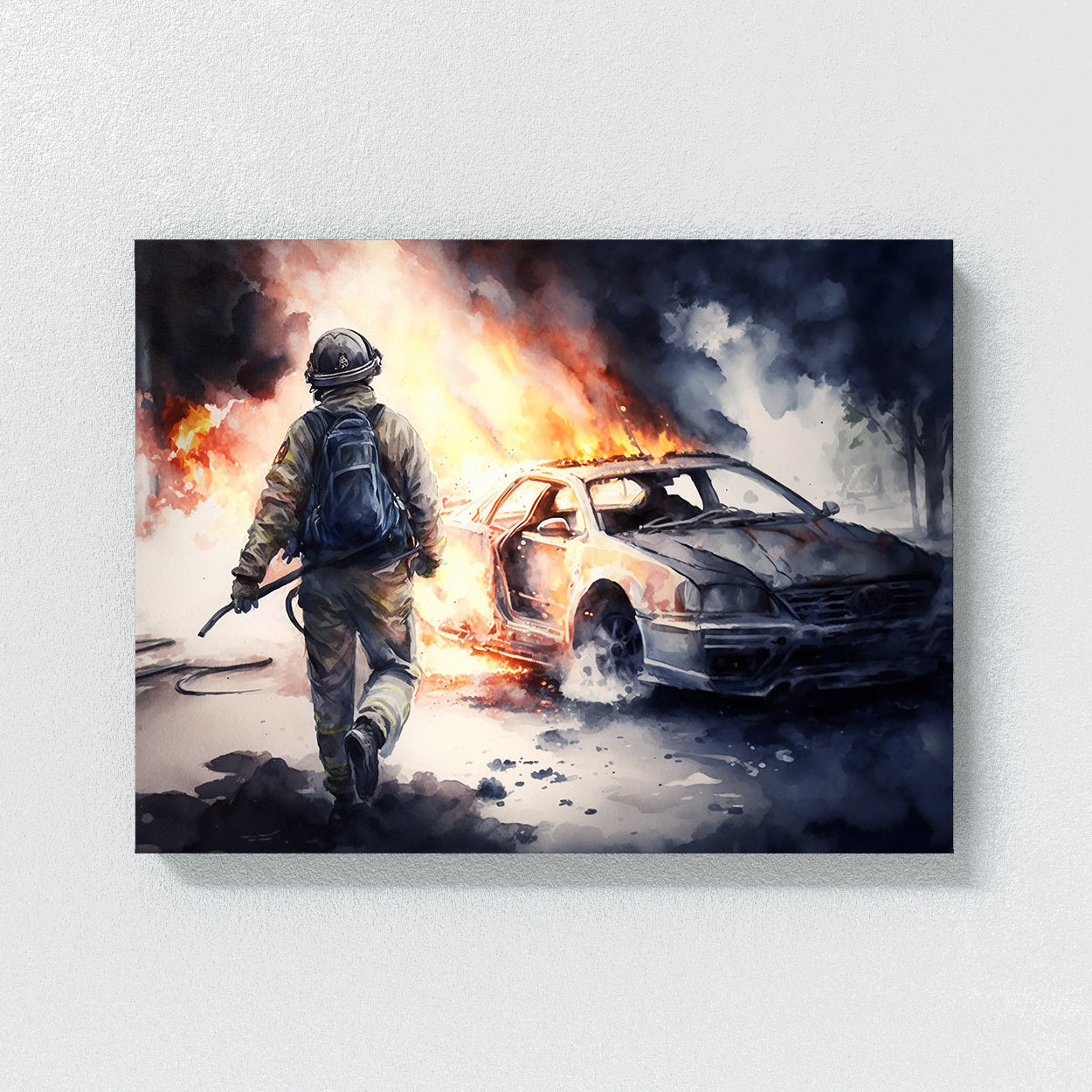 Firefighter Car Watercolor 8 Wall Art