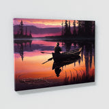 Fishing Calm Lake Sunset 4 Wall Art