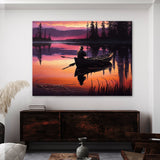 Fishing Calm Lake Sunset 4 Wall Art