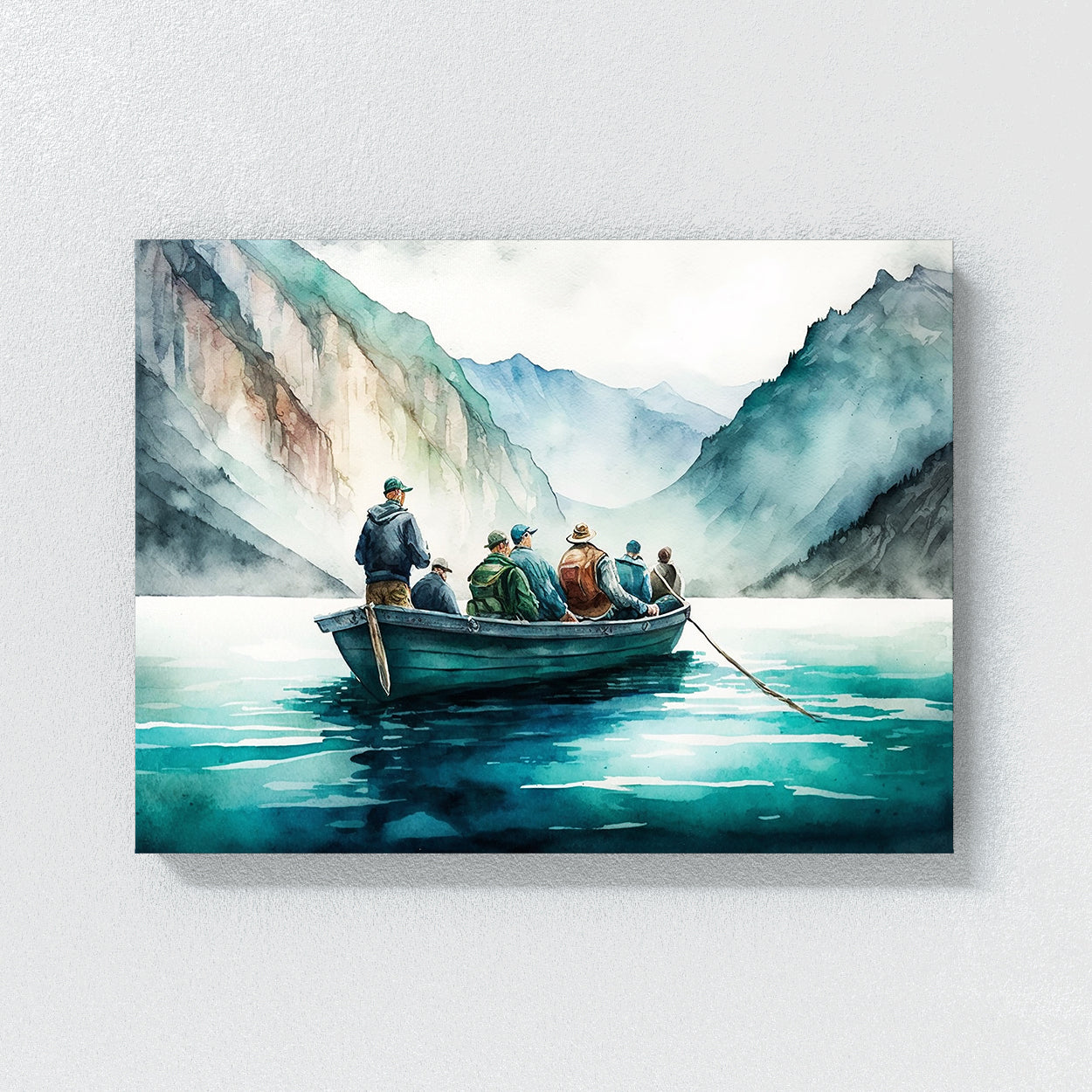 Fishing Watercolor Boat Scene 12 Wall Art