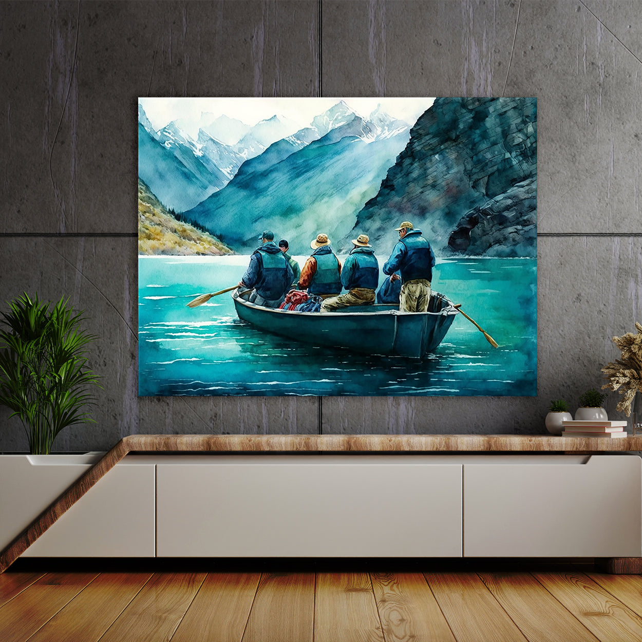 Fishing Watercolor Boat Scene 8 Wall Art