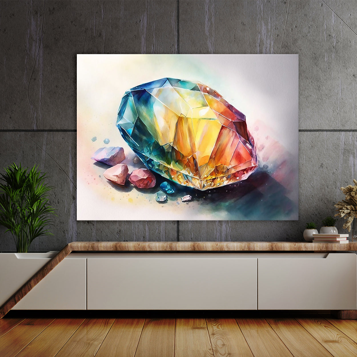 Gemstone Vibrant Watercolor 1 Wall Art