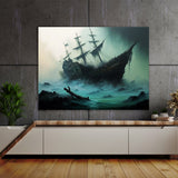 Ghost Shipwreck Misty Sea 4 Wall Art