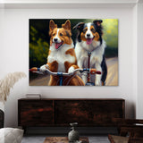 Dogs Cycling On A Bike 113 Wall Art