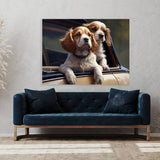 Dogs On The Back Of A Car 107 Wall Art