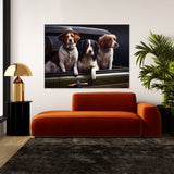 Dogs On The Back Of A Car 90 Wall Art