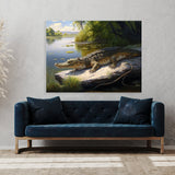 Alligator Basking On Riverbank 11 Wall Art