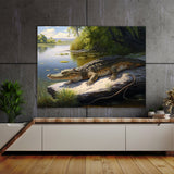 Alligator Basking On Riverbank 11 Wall Art