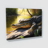 Alligator Basking On Riverbank 14 Wall Art