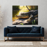 Alligator Basking On Riverbank 14 Wall Art