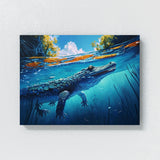 Alligator In Clear Blue River 10 Wall Art