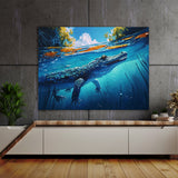 Alligator In Clear Blue River 10 Wall Art