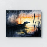 Alligator In Hazy Sunset 5 Wall Art