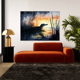 Alligator In Hazy Sunset 5 Wall Art