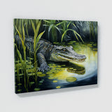 Alligator In Pond With Foliage 8 Wall Art