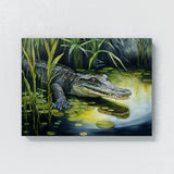 Alligator In Pond With Foliage 8 Wall Art