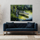 Alligator In Pond With Foliage 8 Wall Art