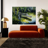 Alligator In Pond With Foliage 8 Wall Art