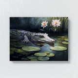 Alligator In Pond With Lilies 16 Wall Art
