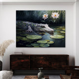 Alligator In Pond With Lilies 16 Wall Art