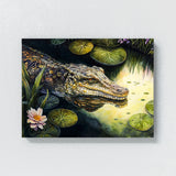 Alligator In Pond With Lilies 17 Wall Art