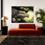 Alligator In Pond With Lilies 17 Wall Art