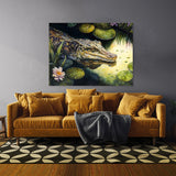 Alligator In Pond With Lilies 17 Wall Art