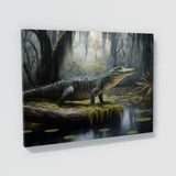 Alligator In Swamp With Trees 3 Wall Art