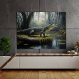 Alligator In Swamp With Trees 3 Wall Art