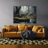 Alligator In Swamp With Trees 3 Wall Art