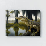 Alligator In Swamp With Trees 6 Wall Art