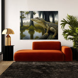 Alligator In Swamp With Trees 6 Wall Art