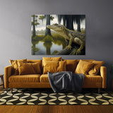 Alligator In Swamp With Trees 6 Wall Art