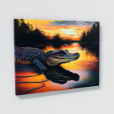 Alligator With Setting Sun 12 Wall Art