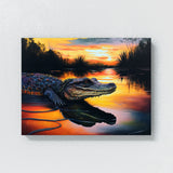 Alligator With Setting Sun 12 Wall Art