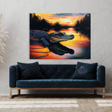 Alligator With Setting Sun 12 Wall Art
