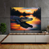 Alligator With Setting Sun 12 Wall Art