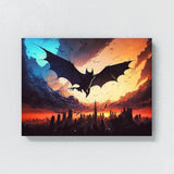 Bat Atmospheric City Sunset 28 Wall Art