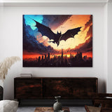Bat Atmospheric City Sunset 28 Wall Art