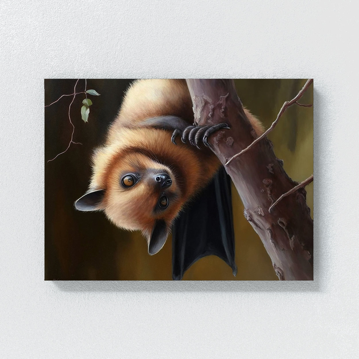 Bat Realistic Brown Tree Branch 2 Wall Art