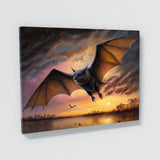 Bat Realistic Flight Sunset 31 Wall Art