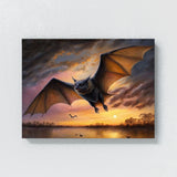 Bat Realistic Flight Sunset 31 Wall Art
