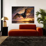 Bat Realistic Flight Sunset 31 Wall Art
