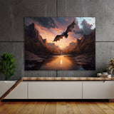 Bat Realistic River Sunset 6 Wall Art