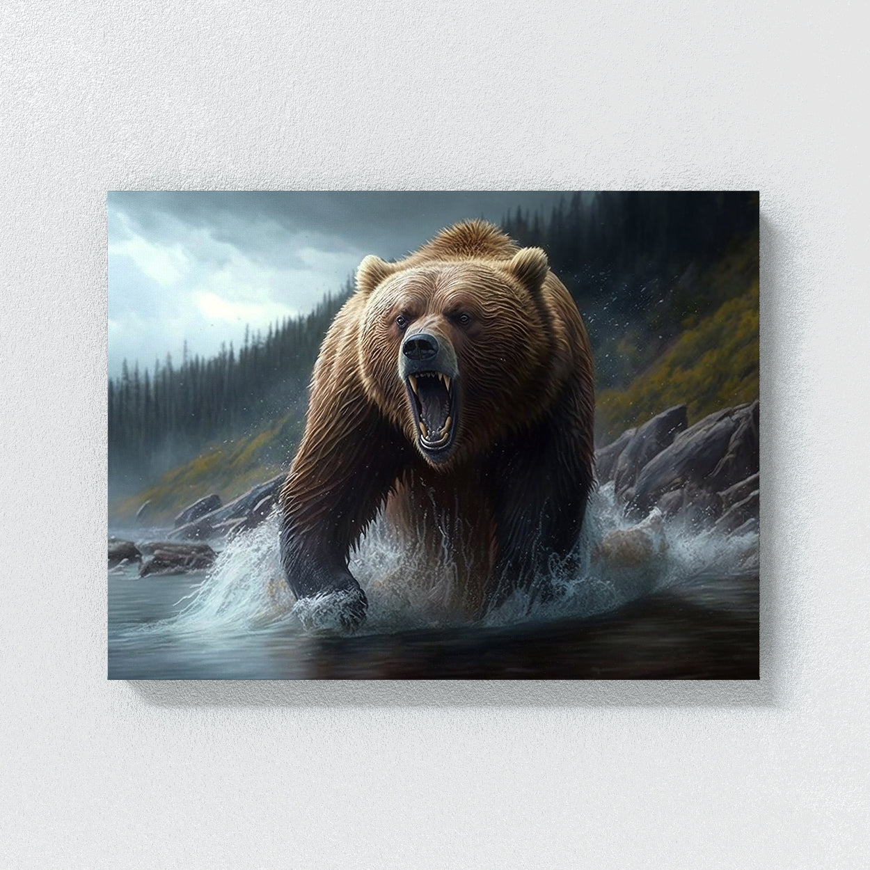 Bear Realistic Charging Grizzly 6 Wall Art