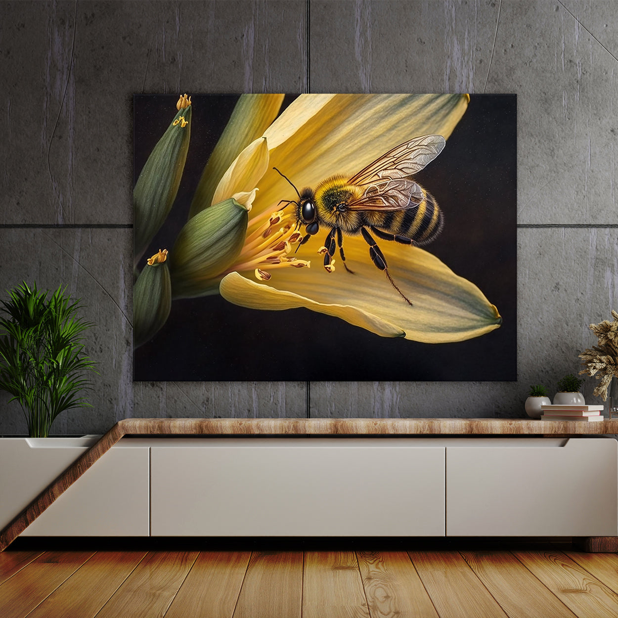 Bee Lily Watercolor 10 Wall Art